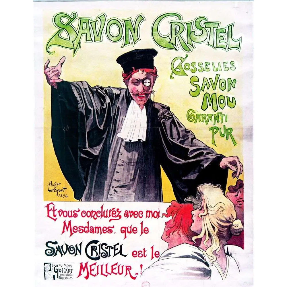 Savon Cristel Gosselies – Affiche pub vintage Privat-Livemont 1896 Savon Cristel Gosselies – Affiche pub vintage Privat-Livemont 1896
