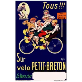 Vélo Petit-Breton Dunlop – Affiche pub vintage cyclisme humour Mich