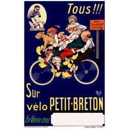 Vélo Petit-Breton Dunlop – Affiche pub vintage cyclisme humour Mich