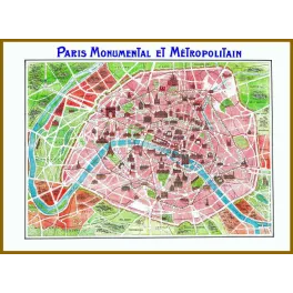 Carte Paris Monumental Métropolitain début XXe siècle - Cartographie ancienne