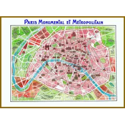 Carte Paris Monumental Métropolitain début XXe siècle - Cartographie ancienne