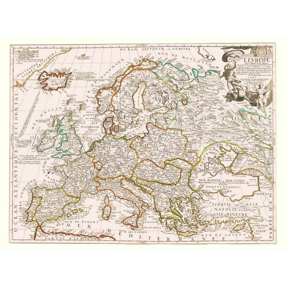 Fac-similé de carte ancienne Europe XVIIe XVIIIe siècle français - Cartographie ancienne Fac-similé de carte ancienne Europe XVIIe XVIIIe siècle français - Cartographie ancienne