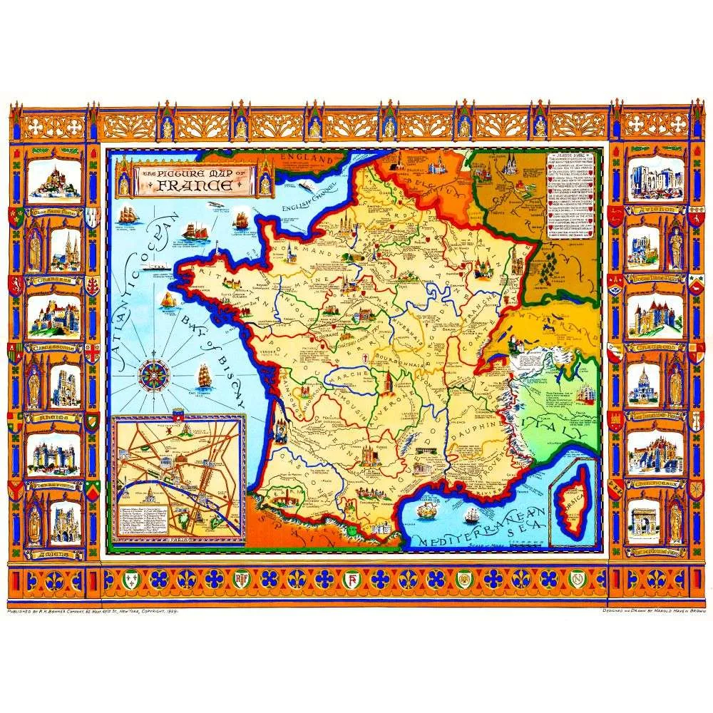 The Picture map of France 1929 - Cartographie ancienne The Picture map of France 1929 - Cartographie ancienne