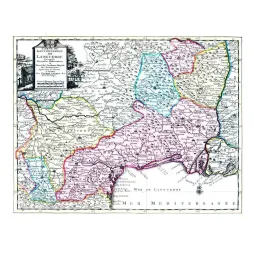 Carte Gouvernement Languedoc XVIIIe siècle Pierre Vander | Cadeau-Souvenir