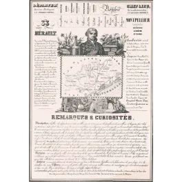 Gravure encyclopédique département Hérault Cambacérès XIXe | Cadeau-Souvenir