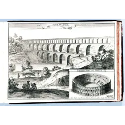 Gravure Pont du Gard Amphithéâtre Nîmes 1705 | Cadeau-Souvenir