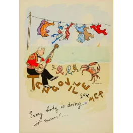 Affiche humoristique Tengoville-sur-Mer Semi plage | Cadeau-Souvenir