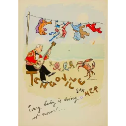 Affiche humoristique Tengoville-sur-Mer Semi plage | Cadeau-Souvenir