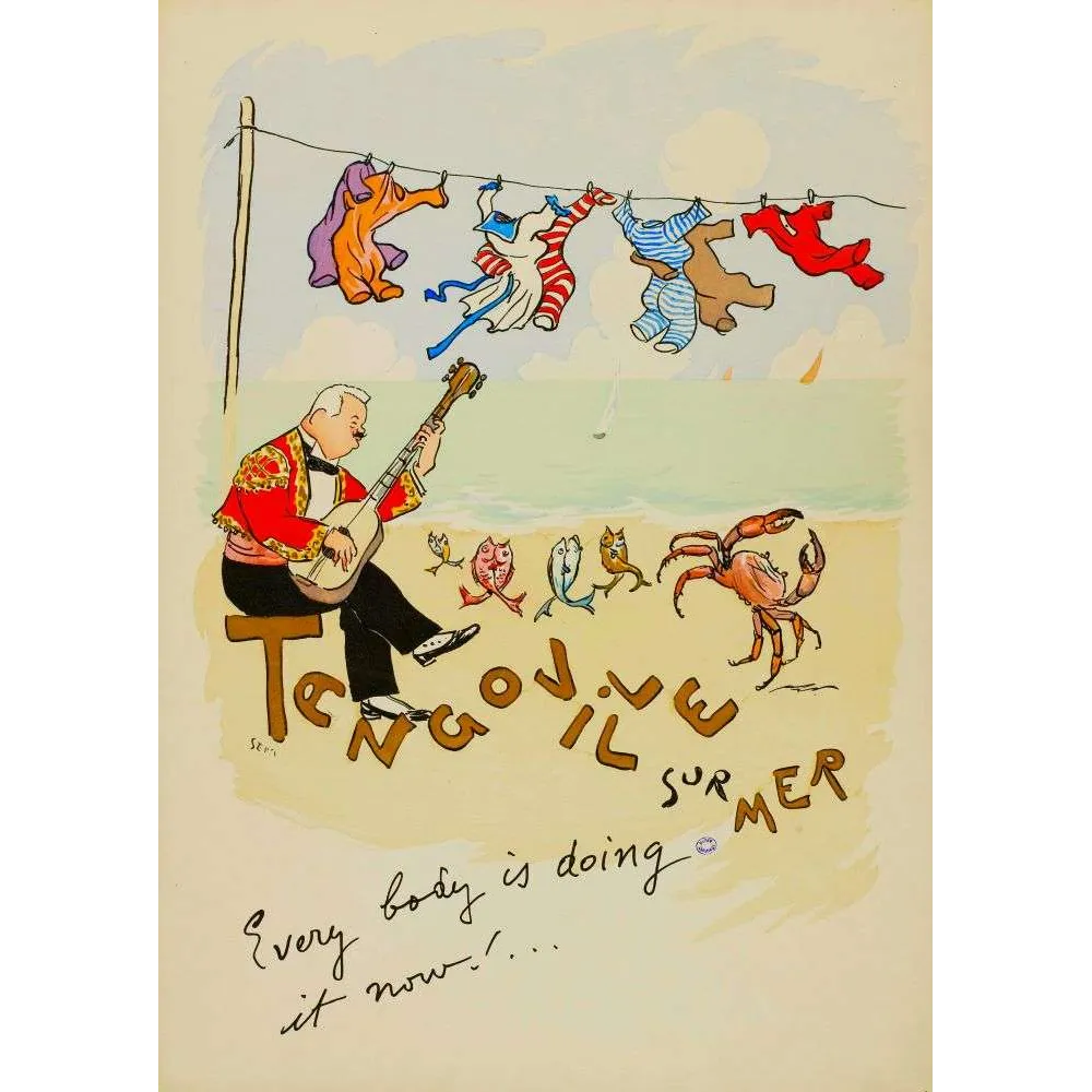Affiche humoristique Tengoville-sur-Mer Semi plage | Cadeau-Souvenir Affiche humoristique Tengoville-sur-Mer Semi plage | Cadeau-Souvenir