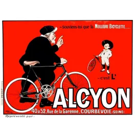 Affiche Cycles Alcyon Courbevoie bicyclette rouge | Cadeau-Souvenir