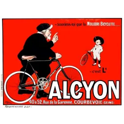 Affiche Cycles Alcyon Courbevoie bicyclette rouge | Cadeau-Souvenir