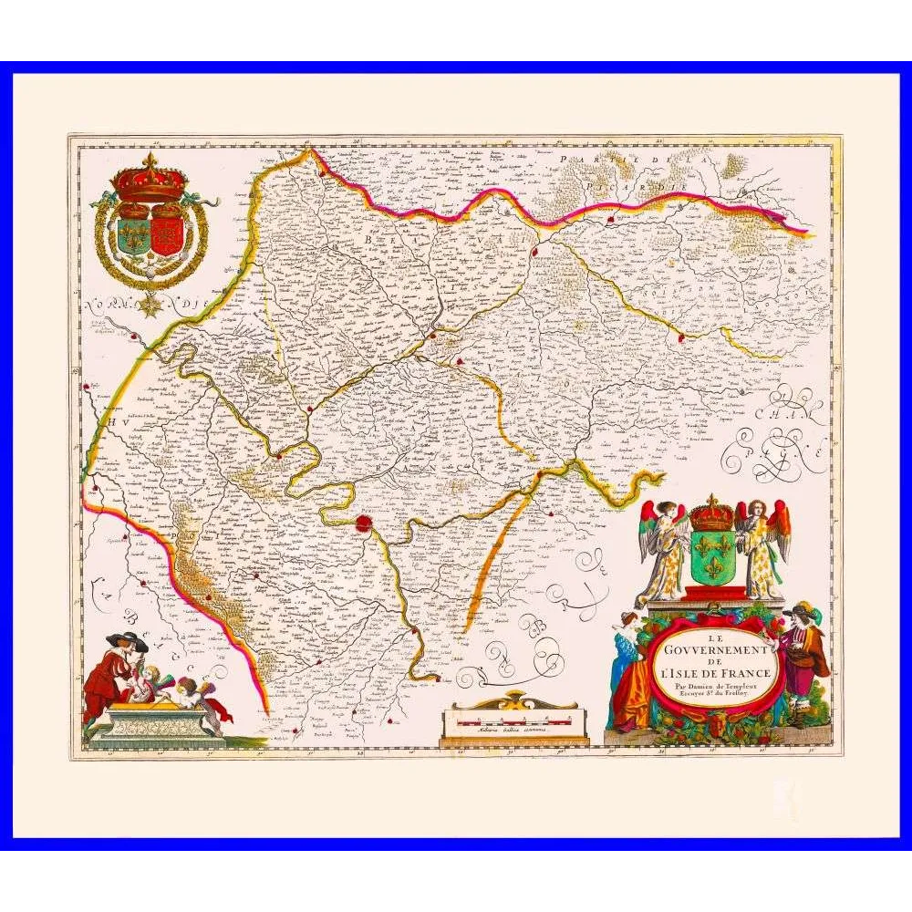 Carte Isle de France Damien Templeux XVIIe siècle | Cadeau-Souvenir Carte Isle de France Damien Templeux XVIIe siècle | Cadeau-Souvenir