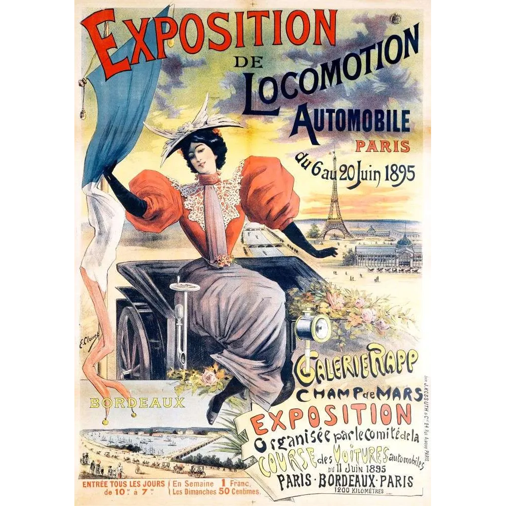 Affiche Exposition Locomotion Automobile Paris 1895 | Cadeau-Souvenir