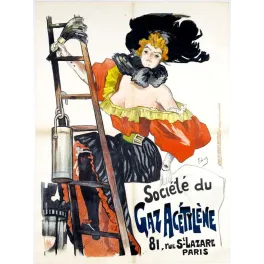 Affiche Gaz Acétylène Paris rue Saint-Lazare XIXe siècle | Cadeau-Souvenir