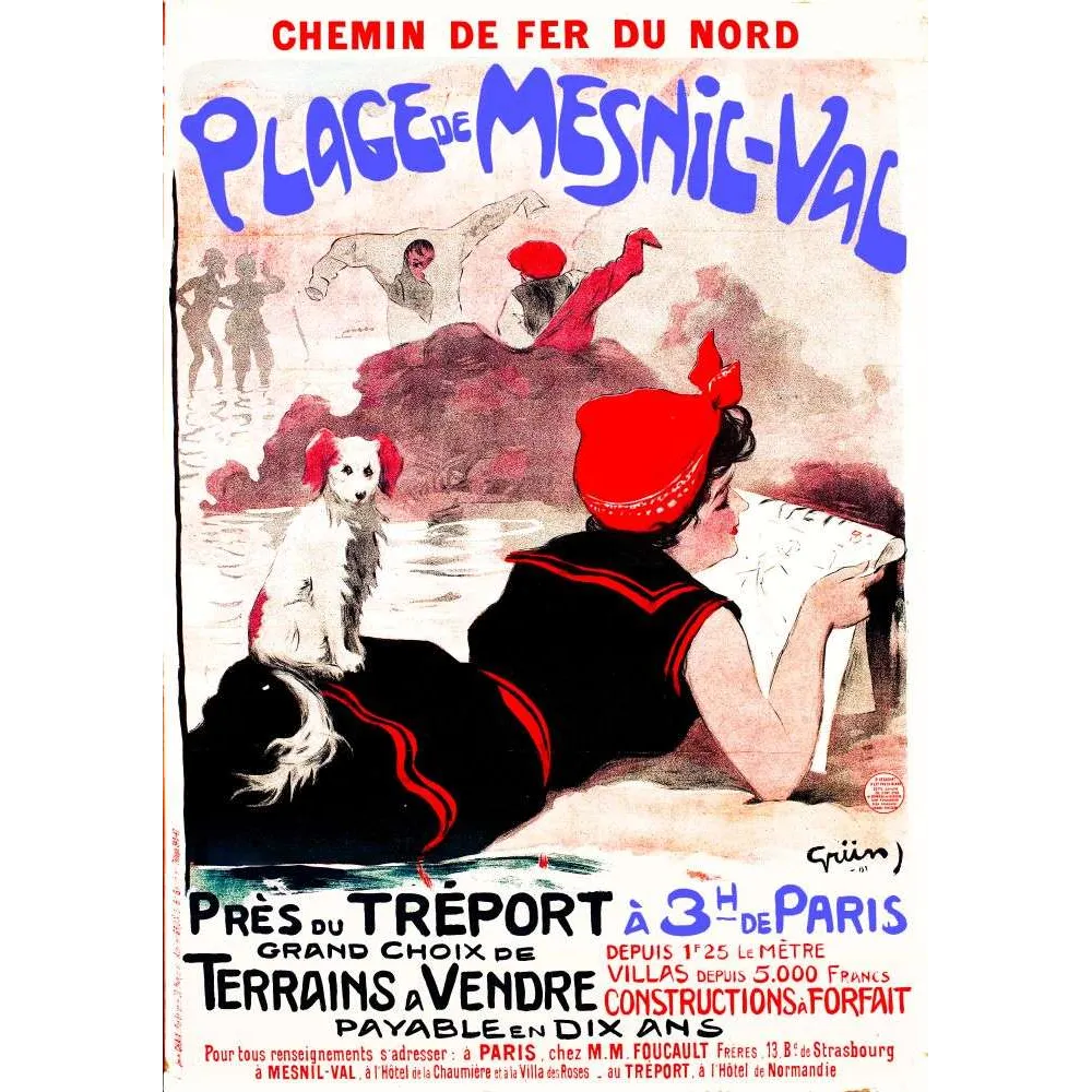 Affiche Plage Mesnil-Val Normandie Chemin de Fer Nord Grün | Cadeau-Souvenir Affiche Plage Mesnil-Val Normandie Chemin de Fer Nord Grün | Cadeau-Souvenir