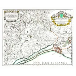 Carte Diocèse Montpellier Jaillot 1706 Méditerranée Colbert | Cadeau-Souvenir