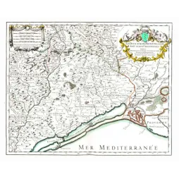 Carte Diocèse Montpellier Jaillot 1706 Méditerranée Colbert | Cadeau-Souvenir