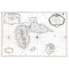 Carte marine Guadeloupe Marie-Galante Saintes XVIIIe Marine royale | Cadeau-Souvenir
