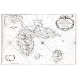 Carte marine Guadeloupe Marie-Galante Saintes XVIIIe Marine royale | Cadeau-Souvenir