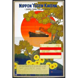 Affiche Nippon Yusen Kaisha paquebot Japon soleil rouge | Cadeau-Souvenir