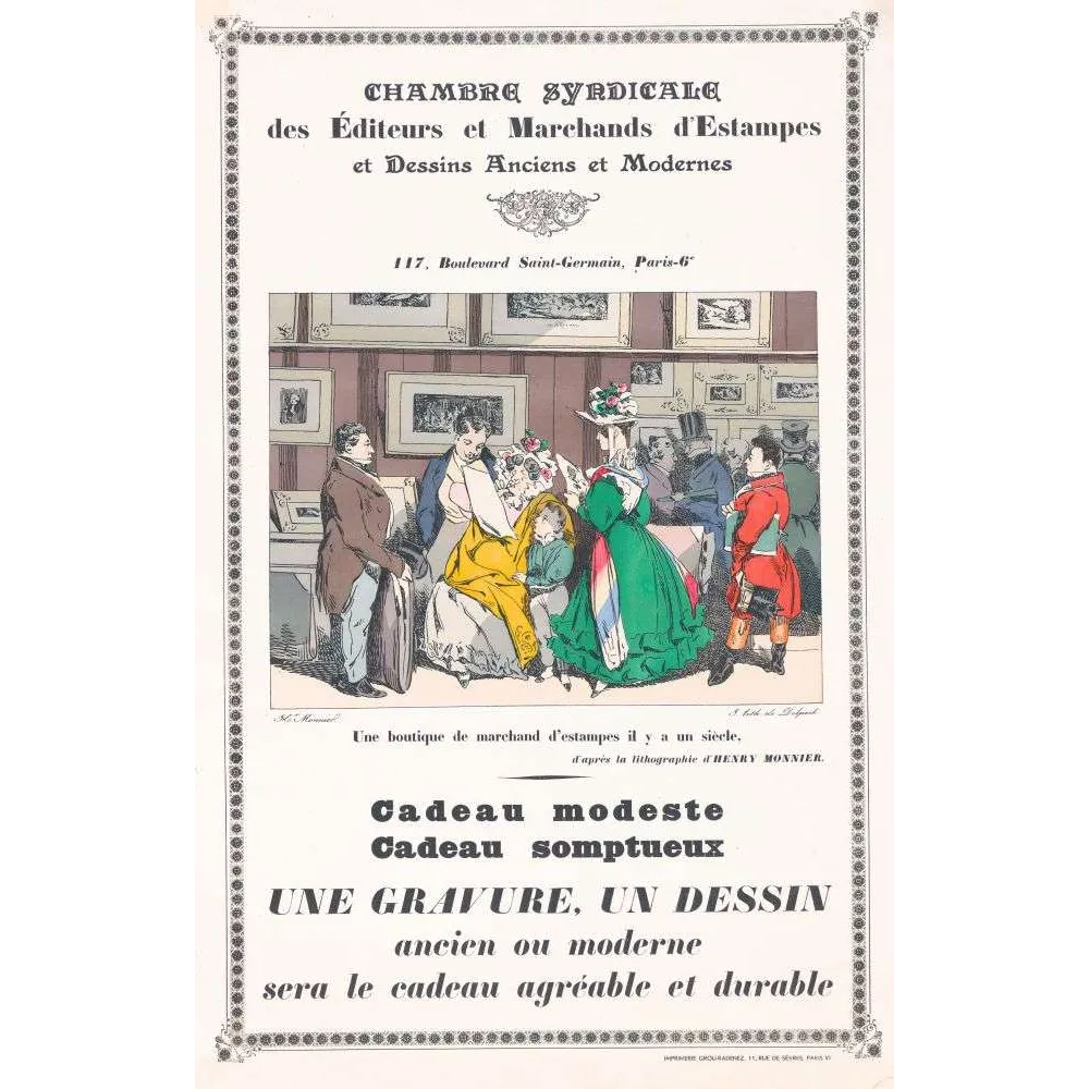 Affiche Chambre Syndicale Marchands Estampes Paris Monnier | Cadeau-Souvenir Affiche Chambre Syndicale Marchands Estampes Paris Monnier | Cadeau-Souvenir