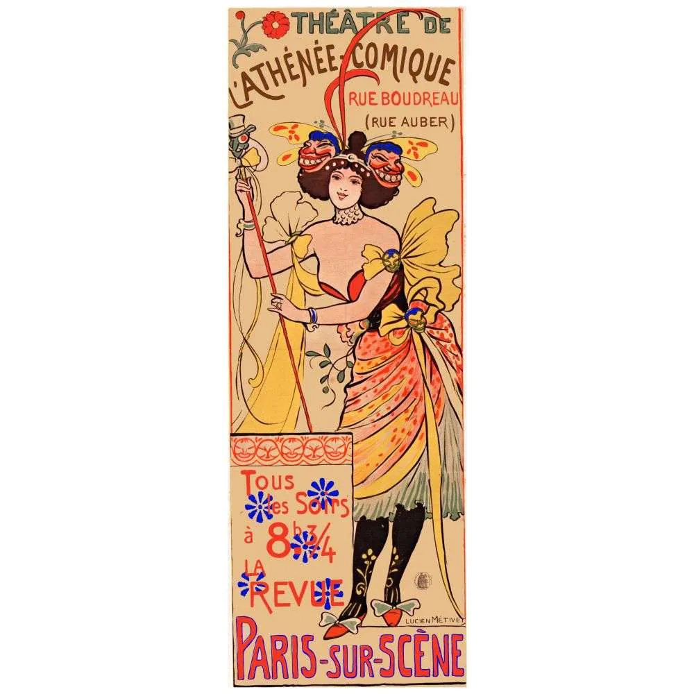 Affiche Athénée-Comique Paris-sur-Scène Métivet revue XIXe | Cadeau-Souvenir Affiche Athénée-Comique Paris-sur-Scène Métivet revue XIXe | Cadeau-Souvenir