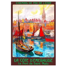 Affiche Saint-Malo Côte Émeraude Toussaint Chemins Fer État 1923 | Cadeau-Souvenir