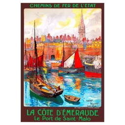 Affiche Saint-Malo Côte Émeraude Toussaint Chemins Fer État 1923 | Cadeau-Souvenir