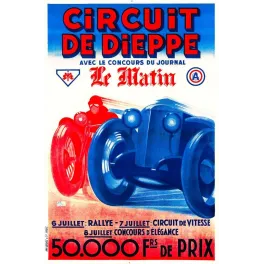 Affiche Circuit de Dieppe Le Matin course automobile vitesse | Cadeau-Souvenir