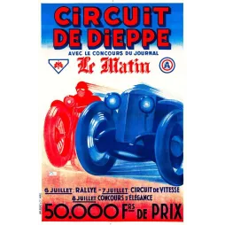 Affiche Circuit de Dieppe Le Matin course automobile vitesse | Cadeau-Souvenir