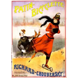 Affiche Patin-Bicyclette Richard-Choubersky Paris humour XIXe Pal | Cadeau-Souvenir