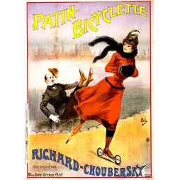 Affiche Patin-Bicyclette Richard-Choubersky Paris humour XIXe Pal | Cadeau-Souvenir