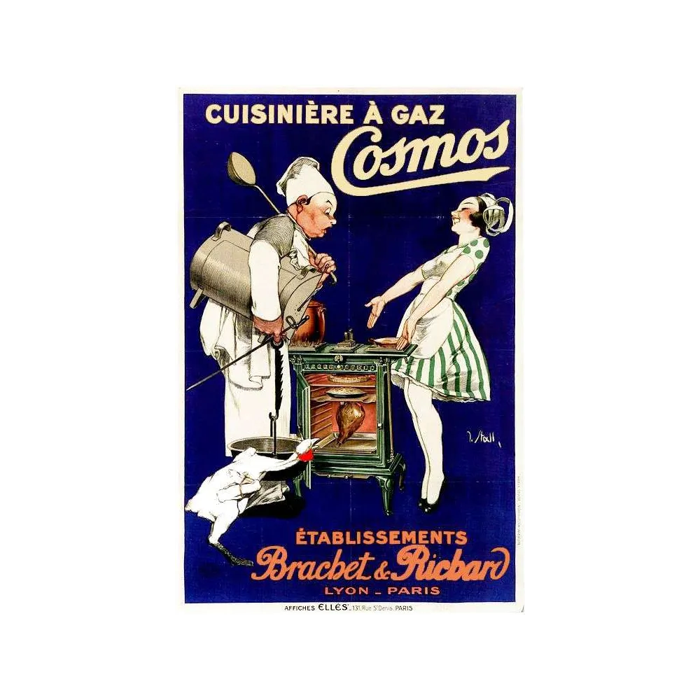 Affiche Cuisinière Gaz Cosmos Brachet Ricbard Lyon Paris Stall | Cadeau-Souvenir