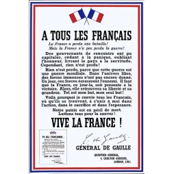 Appel de Gaulle À tous les Français Londres 1940 Résistance | Cadeau-Souvenir