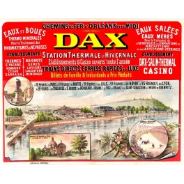 Affiche Dax station thermale Landes Chemins de Fer Orléans Midi XIXe | Cadeau-Souvenir