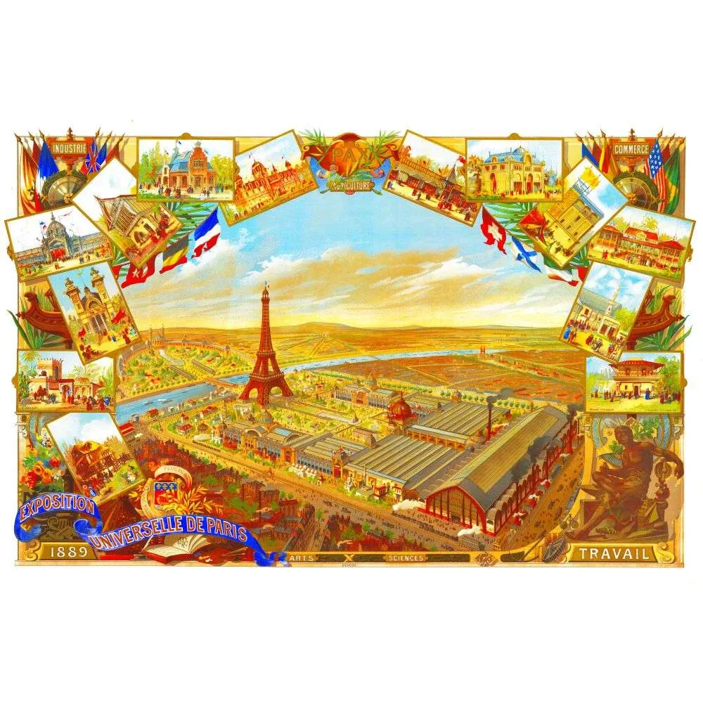 Illustration Exposition Universelle Paris 1889 Tour Eiffel Champ-de-Mars | Cadeau-Souvenir Illustration Exposition Universelle Paris 1889 Tour Eiffel Champ-de-Mars | Cadeau-Souvenir