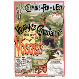 Affiche Voyages Circulaires Vosges Chemins Fer Est Fraipont 1890 | Cadeau-Souvenir