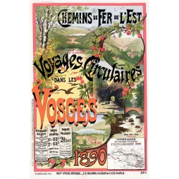 Affiche Voyages Circulaires Vosges Chemins Fer Est Fraipont 1890 | Cadeau-Souvenir