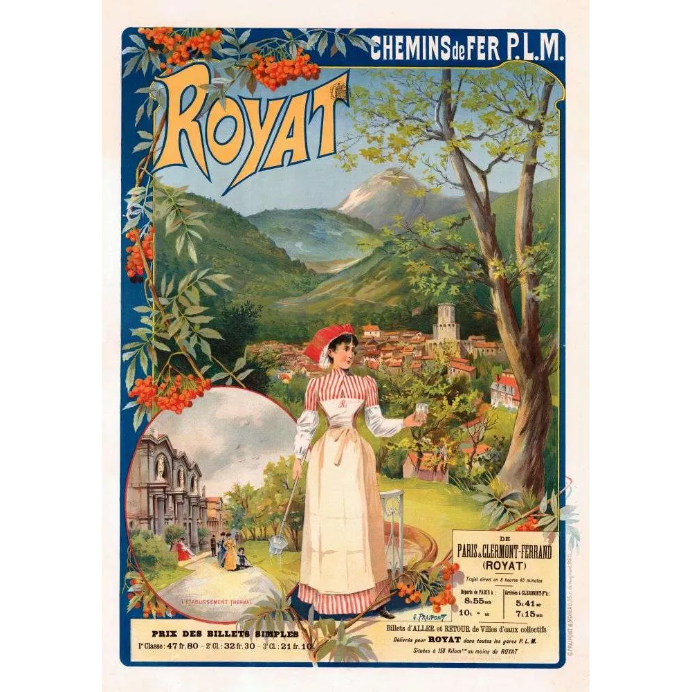 Affiche Royat thermal PLM Clermont-Ferrand Fraipont Auvergne | Cadeau-Souvenir Affiche Royat thermal PLM Clermont-Ferrand Fraipont Auvergne | Cadeau-Souvenir