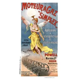 Affiche Moteur Gaz Simplex Powell Rouen Exposition Paris 1889 médaille | Cadeau-Souvenir