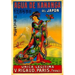 Affiche Agua Kananga Japon Rigaud Paris geisha kimono parfum XIXe | Cadeau-Souvenir