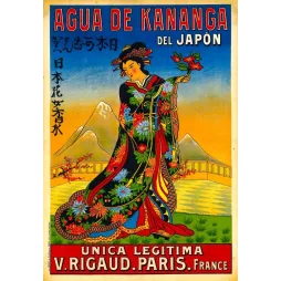 Affiche Agua Kananga Japon Rigaud Paris geisha kimono parfum XIXe | Cadeau-Souvenir