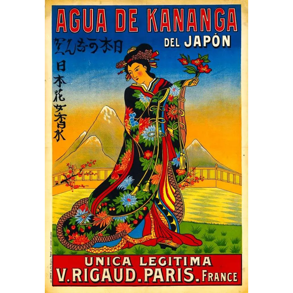 Affiche Agua Kananga Japon Rigaud Paris geisha kimono parfum XIXe | Cadeau-Souvenir Affiche Agua Kananga Japon Rigaud Paris geisha kimono parfum XIXe | Cadeau-Souvenir