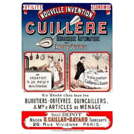 Affiche Cuillère Dégraisseuse Automatique Caillar-Bayard Paris XIXe invention | Cadeau-Souvenir