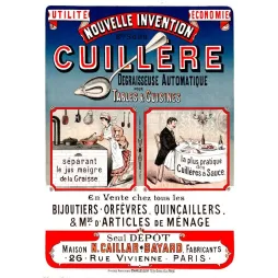 Affiche Cuillère Dégraisseuse Automatique Caillar-Bayard Paris XIXe invention | Cadeau-Souvenir