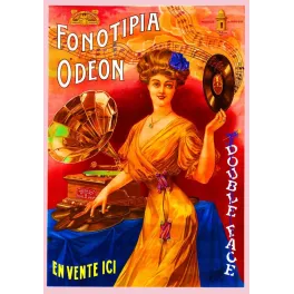 Affiche Fonotipia Odéon disque gramophone double face musique début XXe | Cadeau-Souvenir