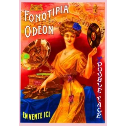Affiche Fonotipia Odéon disque gramophone double face musique début XXe | Cadeau-Souvenir