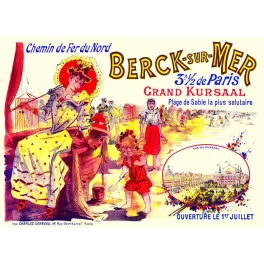 Affiche Berck-sur-Mer Grand Kursaal Chemin de Fer Nord plage XIXe | Cadeau-Souvenir