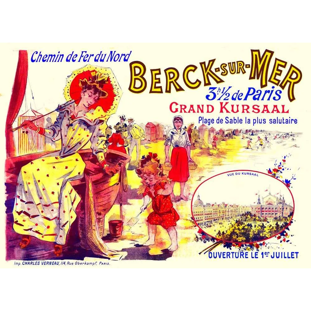 Affiche Berck-sur-Mer Grand Kursaal Chemin de Fer Nord plage XIXe | Cadeau-Souvenir Affiche Berck-sur-Mer Grand Kursaal Chemin de Fer Nord plage XIXe | Cadeau-Souvenir