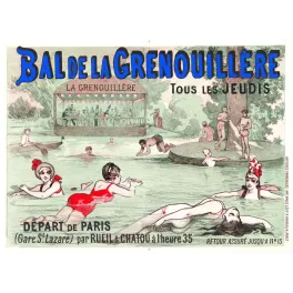 Affiche Bal Grenouillère Chatou baignade Seine Saint-Lazare XIXe | Cadeau-Souvenir
